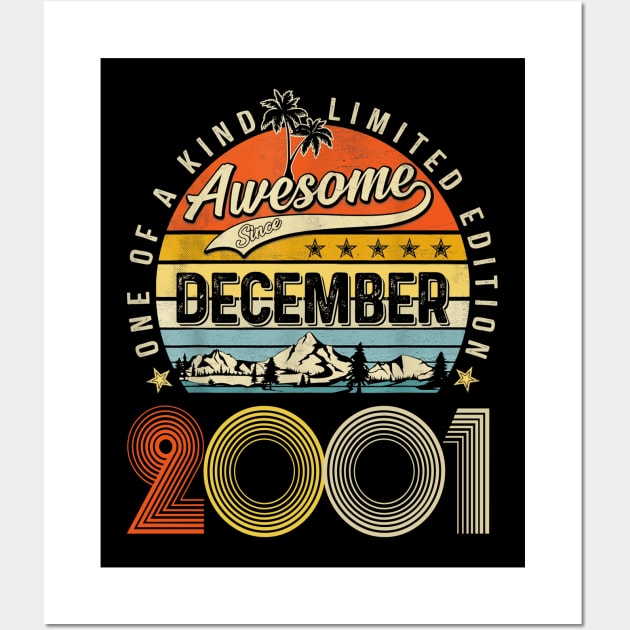 Awesome Since December 2001 Vintage 22nd Birthday Wall Art by PlumleelaurineArt